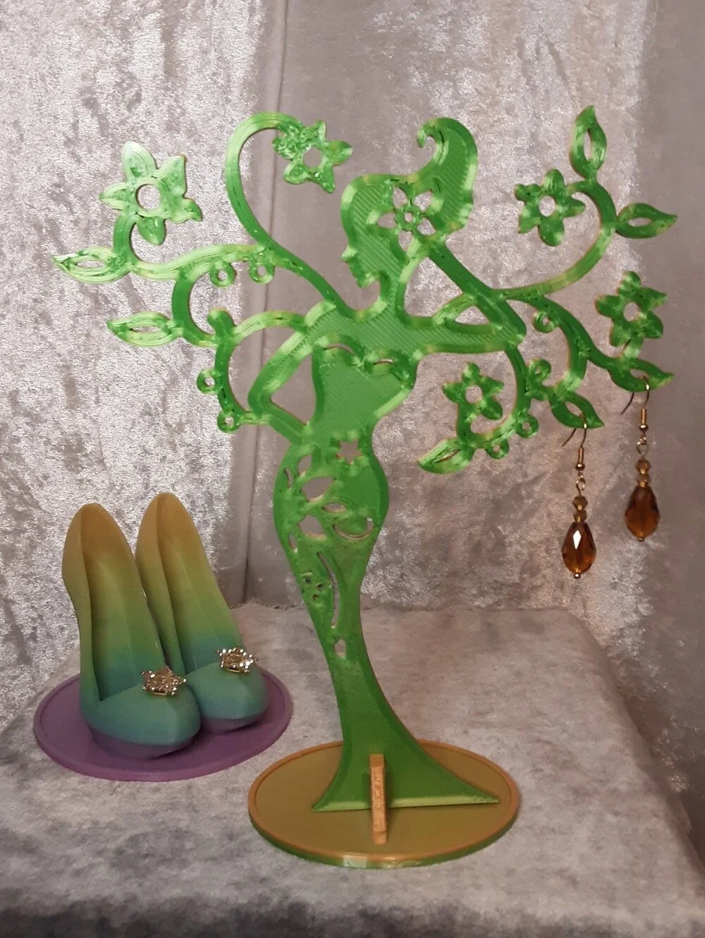 Handmade Amber Glass Beaded Earrings - Picture 3 of 5